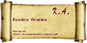 Kovács Aranka névjegykártya