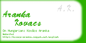 aranka kovacs business card
